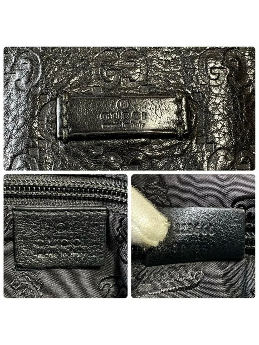 Gucci GG Guccissima Leather Shoulder Bag Messenger All Over Print Black